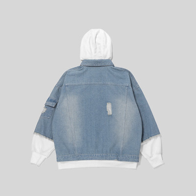 Autumn&winter new European&American old jacket mens hooded denim stitching fake two coat tide
Autumn&winter new European&American old jacket mens hooded denim stitching fake two coat tide