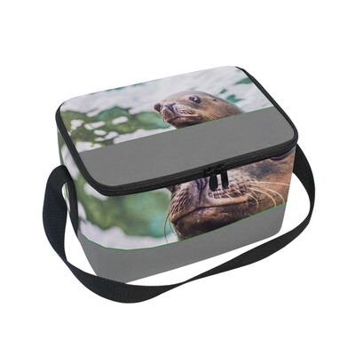 ALAZA Lunch Box Insulated Lunch Bag Large Cooler Cute Seal Animal Tote Bag