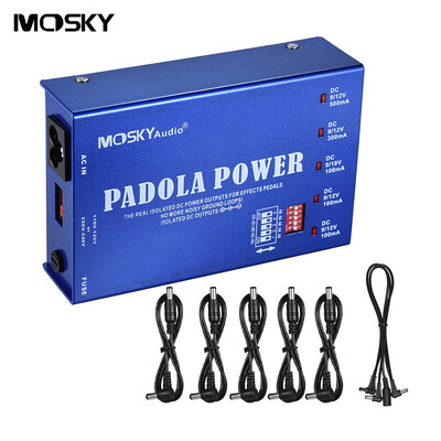 MOSKY 5 Isolated Outputs Guitar Effect Power Supply Station for DC 9V 12V 18V Effects with Short Circuit Protection
MOSKY 5 Isolated Outputs Guitar Effect Power Supply Station for DC 9V 12V 18V Effects with Short Circuit Protection