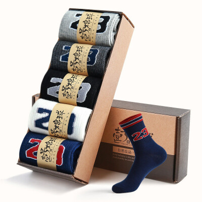 Mens cotton socks Cotton sports socks male Medium socks boxed