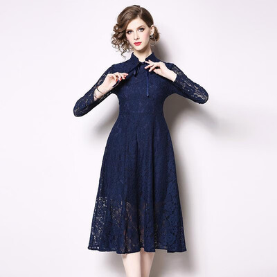 S M L XL XXL elegant new spring 2019 lace midi dress women long sleeve black blue flower vintage slim A line lady
S M L XL XXL elegant new spring 2019 lace midi dress women long sleeve black blue flower vintage slim A line lady