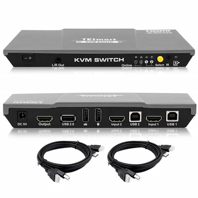 TESmart 2x1 HDMI KVM Switch HDMI 4K 3840x216060Hz 444 with 2 Pcs 5ft15m KVM Cables Supports USB 20 Devices
TESmart 2x1 HDMI KVM Switch HDMI 4K 3840x216060Hz 444 with 2 Pcs 5ft15m KVM Cables Supports USB 20 Devices