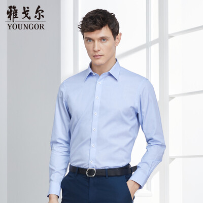 Youngor shirt mens 2019 spring youth mens casual dress shirt YLDP100170FBY blue 38