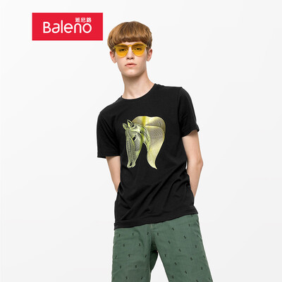 Baleno T-shirt male 2019 spring&summer new short T imitation thread animal print t-shirt cotton short-sleeved shirt male 88902268 00A S
