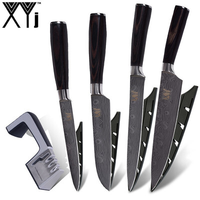 XYj Stainless Steel Kitchen Knife Damascus Veins Blade Kitchen Knife Set With Knife Sharpener 5 piece set
XYj Stainless Steel Kitchen Knife Damascus Veins Blade Kitchen Knife Set With Knife Sharpener 5 piece set