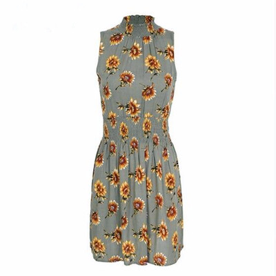 Sleeveless floral print summer dress women Elastic waist streetwear mini dress Beach boho dress female vestidos 2018
Sleeveless floral print summer dress women Elastic waist streetwear mini dress Beach boho dress female vestidos 2018