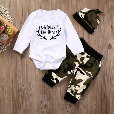 3pcs Cute Newborn Kids Baby Boys Clothes Romper Tops Camouflage Pants Hat Outfits Set
3pcs Cute Newborn Kids Baby Boys Clothes Romper Tops Camouflage Pants Hat Outfits Set