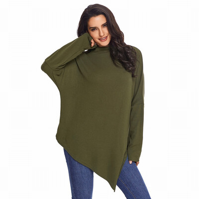 High-neck long-sleeved knit cape sweater solid color casual long-sleeved sweater top
High-neck long-sleeved knit cape sweater solid color casual long-sleeved sweater top