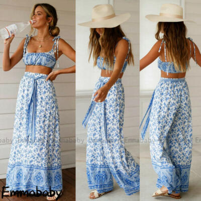 Womens Summer Holiday Long Playsuits Trousers Ladies Jumpsuit Romper Loose US