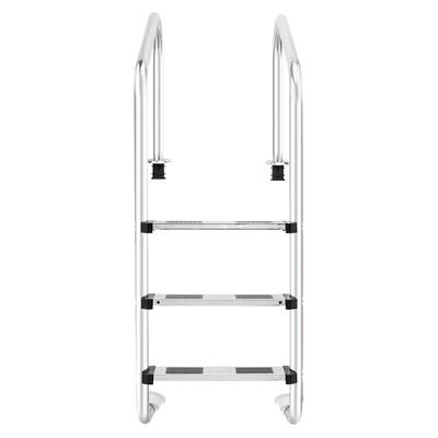 Above Ground 3-Step Swimming Pool Ladder Stainless Steel Silver