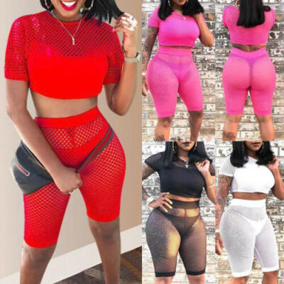 Sexy Women 2 Piece Hollow Mesh Crop Top Shorts Set Jumpsuit Romper Sports
Sexy Women 2 Piece Hollow Mesh Crop Top Shorts Set Jumpsuit Romper Sports