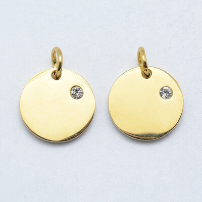 316 Stainless Steel Pendants with Cubic Zirconia Flat Round Clear Real Gold Plated 12x2mm Hole 3mm
316 Stainless Steel Pendants with Cubic Zirconia Flat Round Clear Real Gold Plated 12x2mm Hole 3mm