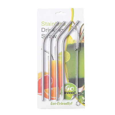 4 Pcs Reusable Drinking Straw Set 304 Stainless Steel Metal Straw Straight Bent with Cleaner Brush
4 Pcs Reusable Drinking Straw Set 304 Stainless Steel Metal Straw Straight Bent with Cleaner Brush