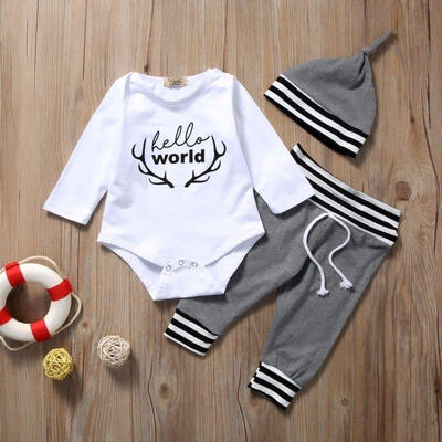 3PCS Newborn Baby Boy Girl Long Sleeve Clothes Cotton Tops Pants Hat Outfits Set
3PCS Newborn Baby Boy Girl Long Sleeve Clothes Cotton Tops Pants Hat Outfits Set