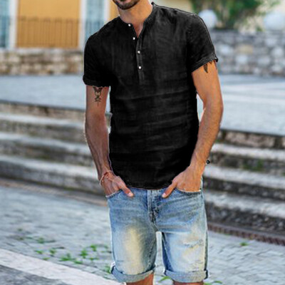 Mens Linen Short Sleeve Summer Solid Shirts Casual Loose Dress Soft Tops Tee 
Mens Linen Short Sleeve Summer Solid Shirts Casual Loose Dress Soft Tops Tee