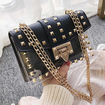 Tailored Womens Fashion Rivet Diagonal Package Transparent Shoulder Bag Chain Bag
Tailored Womens Fashion Rivet Diagonal Package Transparent Shoulder Bag Chain Bag
