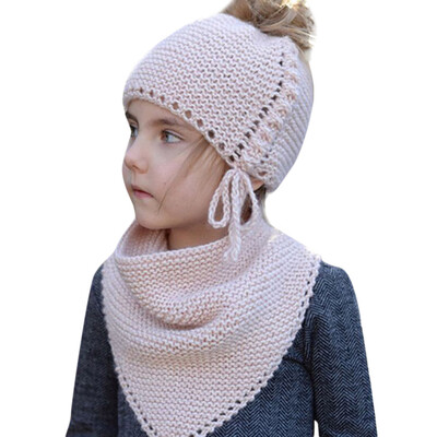 Tailored Winter Kids Warm Owl Cute Two Pieces Hat Knitted Hood Scarf Beanies