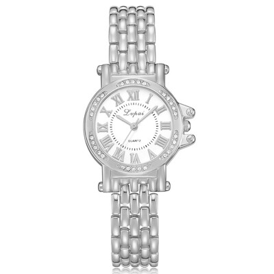 High-end fashion diamond Roman numerals bracelet watch quality trend brand ladies steel belt watch