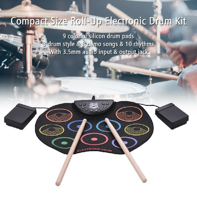 Portable Size Roll-Up Drum Set Electronic Drum Kit 9 Silicon Drum Pads USBBattery Powered with Drumsticks Foot Pedals for Childr
Portable Size Roll-Up Drum Set Electronic Drum Kit 9 Silicon Drum Pads USBBattery Powered with Drumsticks Foot Pedals for Childr