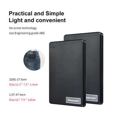 Newsmy USB20 Mobile Hard Disk 25 Inch File Data Backup Storage Non- slip Wear-resistant Stable Mobile Hard Disk Black 320GB
Newsmy USB20 Mobile Hard Disk 25 Inch File Data Backup Storage Non- slip Wear-resistant Stable Mobile Hard Disk Black 320GB