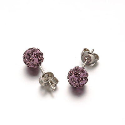 Polymer Clay Rhinestone Ball Stud Earrings with Stainless Steel Stud Earring Findings Stainless Steel Color Light Amethyst 6mm
Polymer Clay Rhinestone Ball Stud Earrings with Stainless Steel Stud Earring Findings Stainless Steel Color Light Amethyst 6mm