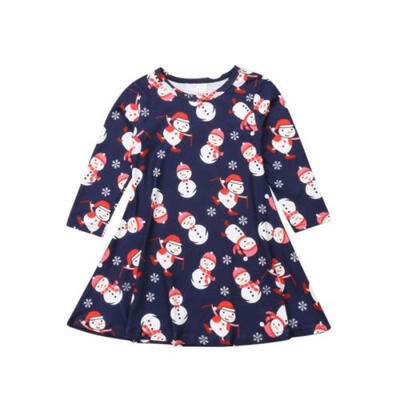 Lovely Kid Baby Girls Xmas Snowman Long Sleeve Party Pageant Prom Dress Costume