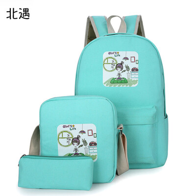 School bag female Korean version of the small fresh canvas bag junior high school students bag mens backpack three-piece backpack
School bag female Korean version of the small fresh canvas bag junior high school students bag mens backpack three-piece backpack