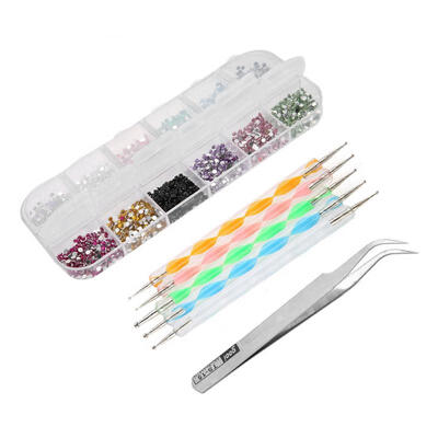 Greensen 12 Colorful Rhinestones Tweezers 5 Double Head Nail Art Dotting Pen Art Decoration Kit
Greensen 12 Colorful Rhinestones Tweezers 5 Double Head Nail Art Dotting Pen Art Decoration Kit