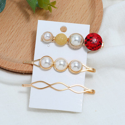 Women Metal Hairpins Imitation Pearl Beads Hair Clips Hair Styling Accessories