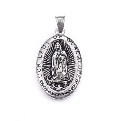 304 Stainless Steel Pendants Oval with Word Our Lady of Guadalupe Antique Silver 45x28x4mm Hole 9x5mm
304 Stainless Steel Pendants Oval with Word Our Lady of Guadalupe Antique Silver 45x28x4mm Hole 9x5mm