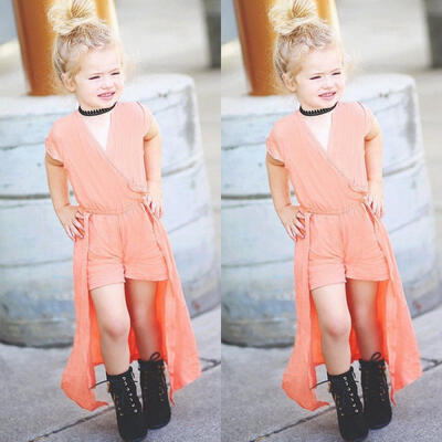 Toddler Baby Girls Kids Holiday Clothes Short Sleeve Party Romper Dress