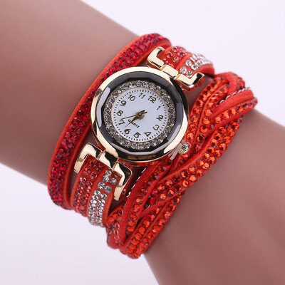 Simple watch with diamond woven strap with diamond dial