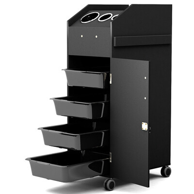 Black Salon Trolley Cart with 4 Storage Trays 
Black Salon Trolley Cart with 4 Storage Trays