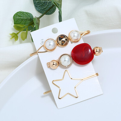 Pearl Hair Clip Set Pearl Hairpin Three-piece Candy Color Five-pointed Star Hairpin Headdress Accessories
Pearl Hair Clip Set Pearl Hairpin Three-piece Candy Color Five-pointed Star Hairpin Headdress Accessories