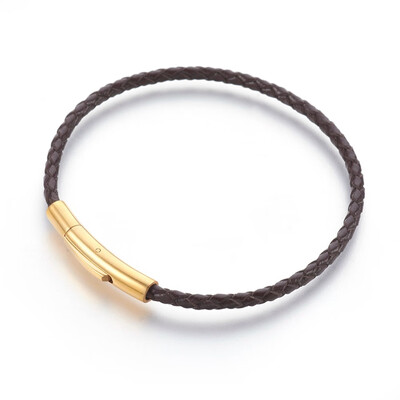 Braided Leather Cord Bracelet Making with 316 Stainless Steel Clasps Golden CoconutBrown 8-12"215cm 3mm
Braided Leather Cord Bracelet Making with 316 Stainless Steel Clasps Golden CoconutBrown 8-12"215cm 3mm