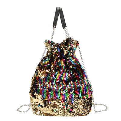Mini Sequin Women Bucket Shoulder Chain Bag Messenger Evening Party Handbag
