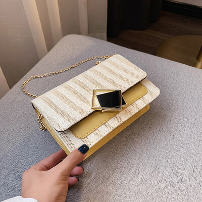 2019 new Sen temperament chain Messenger bag fashion wild striped shoulder bag female simple contrast color woven bag
2019 new Sen temperament chain Messenger bag fashion wild striped shoulder bag female simple contrast color woven bag