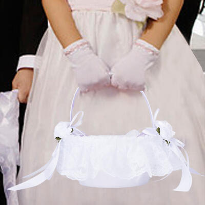 Greensen Romantic Wedding Flower Lace Ribbon Basket Ceremony Banquet Decoration