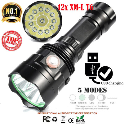 Saidsome 12x XM- T6 LED Flashlight 5 Modes 2665018650 Camping Torch Lamp Light flashlight lamp
Saidsome 12x XM- T6 LED Flashlight 5 Modes 2665018650 Camping Torch Lamp Light flashlight lamp