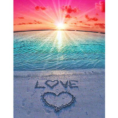 5D DIY Full Drill Diamond Painting Love Beach Cross Stitch Embroidery Kits