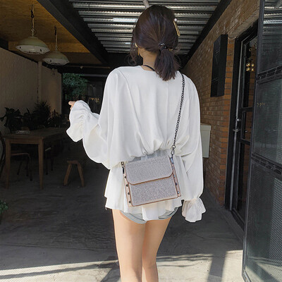 Tailored Womens Summer Fashion Chain bag Rivet Single Shoulder Messenger Bag Square Bag