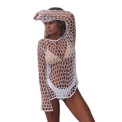 Sexy Women Transparent Knitted Swimwear Cover Up Hollow Out O Neck Long Sleeve Beachwear
Sexy Women Transparent Knitted Swimwear Cover Up Hollow Out O Neck Long Sleeve Beachwear