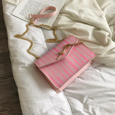 Tailored Fashion Women Striped Leather Chain Bag Crossbody Bag Shoulder Bags Handbags