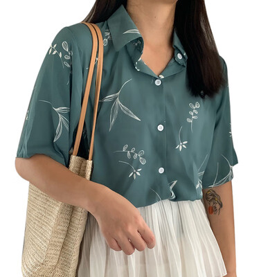 Women Leaves Printed Casual Blouses Fashion Loose Short Sleeve Shirt Summer Chiffon Blouse
Women Leaves Printed Casual Blouses Fashion Loose Short Sleeve Shirt Summer Chiffon Blouse