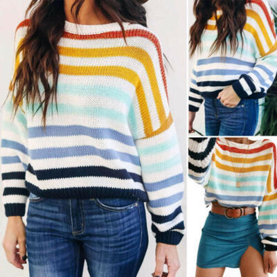Womens Chunky Knitwear Sweater Loose Pullover Knitted Long Sleeve Jumper Tops