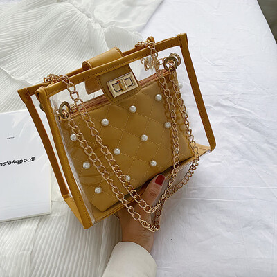 Summer transparent mother bag female 2019 new wave Korean version of the wild Messenger bag chain shoulder pearl jelly package
Summer transparent mother bag female 2019 new wave Korean version of the wild Messenger bag chain shoulder pearl jelly package