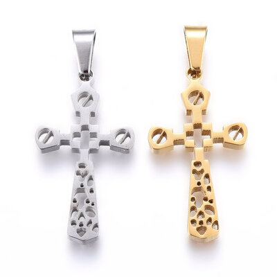 304 Stainless Steel Pendants with Hollow Cross Mixed Color 29x16x22mm Hole 8x4mm
304 Stainless Steel Pendants with Hollow Cross Mixed Color 29x16x22mm Hole 8x4mm