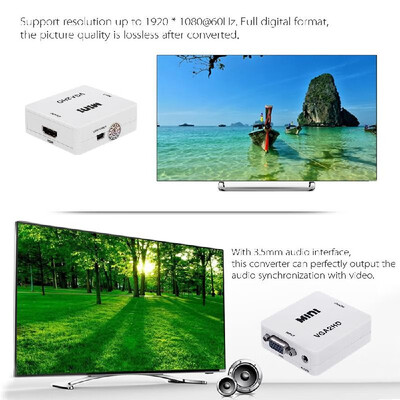 Full HD 1080p VGA to HD Converter High Definition Conversion Adapter White for PC Notebook HDTV Monitor
Full HD 1080p VGA to HD Converter High Definition Conversion Adapter White for PC Notebook HDTV Monitor