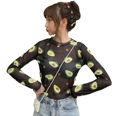 Womens Casual O Neck Avocado Print Long Sleeve Mesh Perspective Sun Protection T-Shirt
Womens Casual O Neck Avocado Print Long Sleeve Mesh Perspective Sun Protection T-Shirt