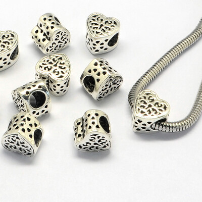 Alloy European Beads Large Hole Beads Heart Hollow Antique Silver 105x105x8mm Hole 5mm
Alloy European Beads Large Hole Beads Heart Hollow Antique Silver 105x105x8mm Hole 5mm